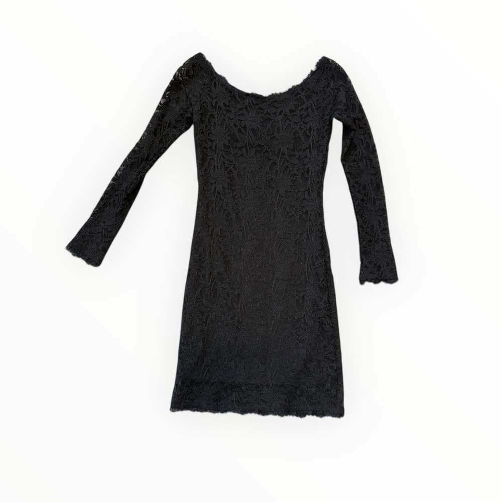 Jump Apparel Black Lace Long Sleeve Sheath Mini Dress Size 9/10